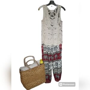 Lace top by pins and needles and Boho elephant pants